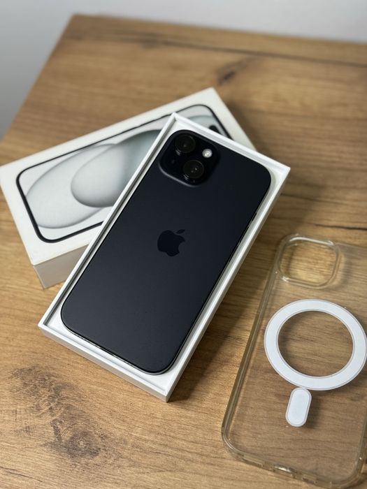 iPhone 15 Black 95% full box 128 GB + Husa Magsafe Cadou