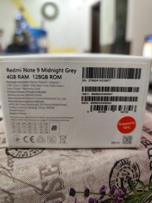 Xiaomi note 9 6GB ram 128 памет