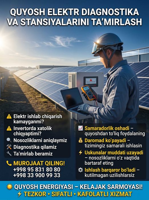 Quyosh stansiyalari diagnostikasi va ta’mirlash