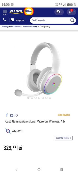 Casti Gaming Aqirys Lyra, Microfon, Wireless, Alb