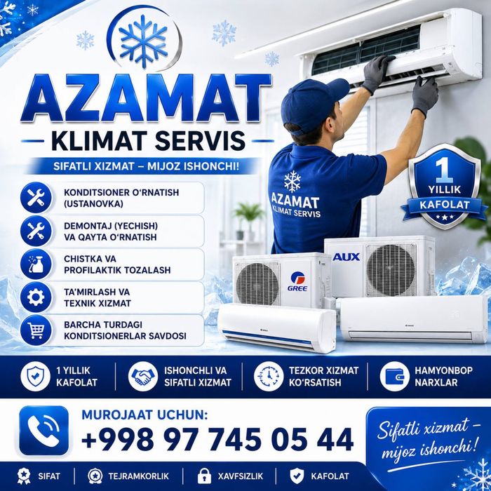 Konditsaner ustanofka 1yilik kafolat