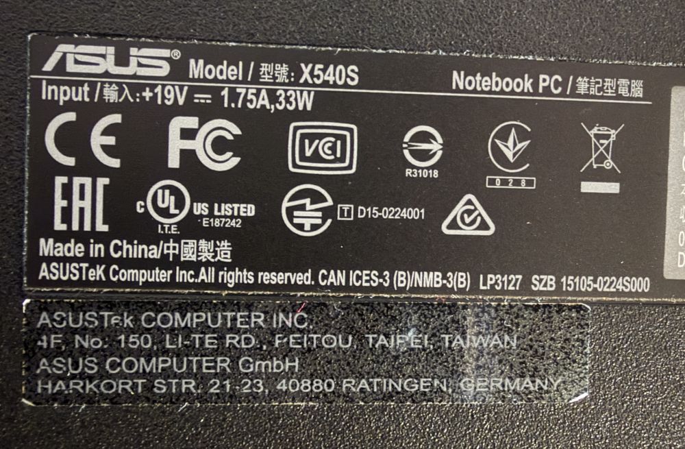 Notebook Лаптоп Asus X540S