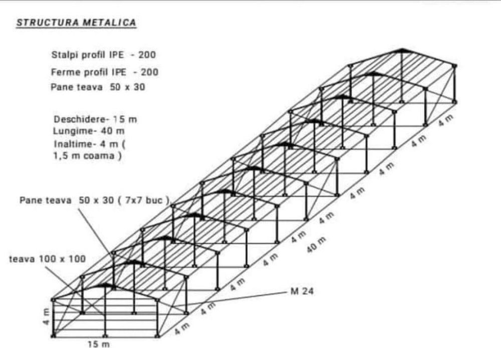 Vand hala metalica 8x40x4 cu panouri sandwich de 40mm