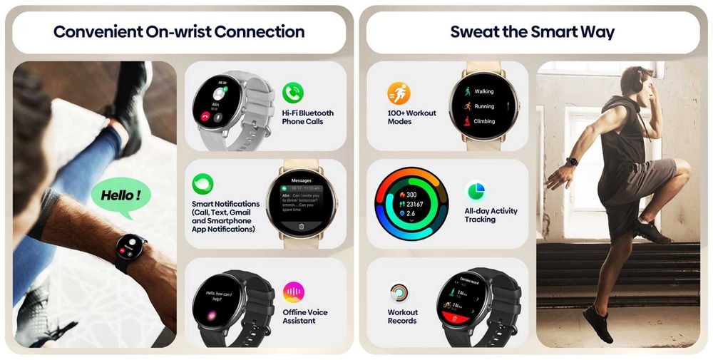 Смарт часовник Zeblaze GTR 3 Pro,Разговори,Водоустойчив 1.43'', Черен