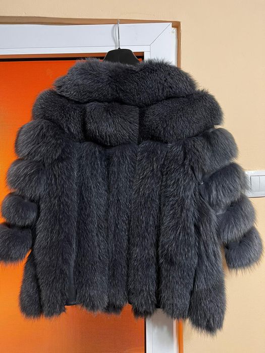 Blana gri de vulpe cu maneci 3/4, mărime M