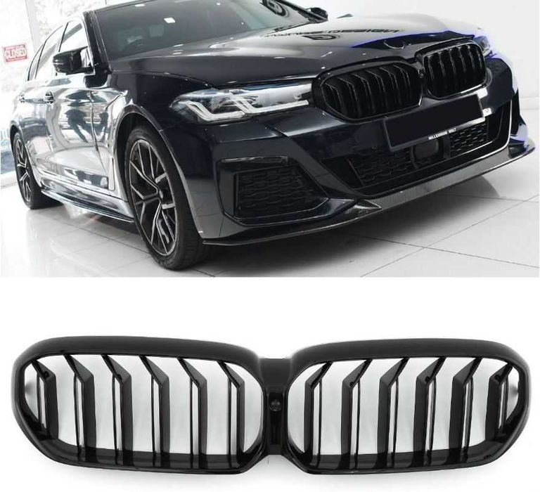 Grile Nari Duble Negru Lucios Bmw Seria 5 G30 G31 LCI 2021+