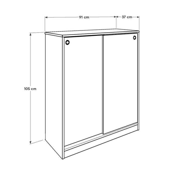 Dulap Pantofi Adore Diamond, 2 usi glisante, 5 rafturi, Alb, 91x105x37 cm - Alb
