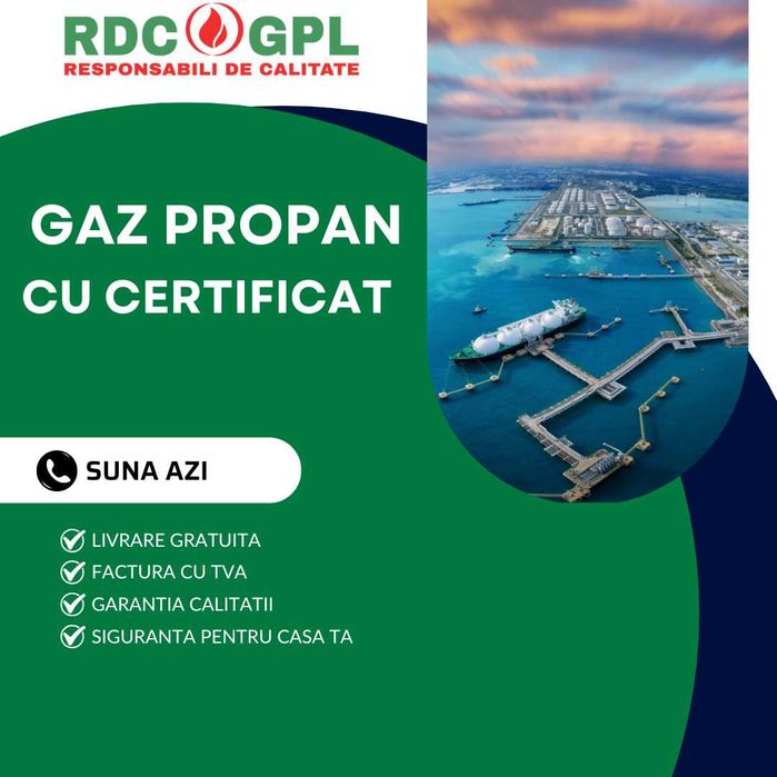 Gaz Propan 3,49 lei/litru - Pret Fix, Calitate Certificata, Livrare in 48h