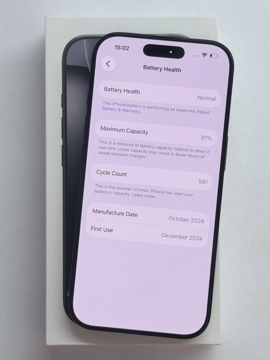 iPhone 16 Pro Black 91% battery