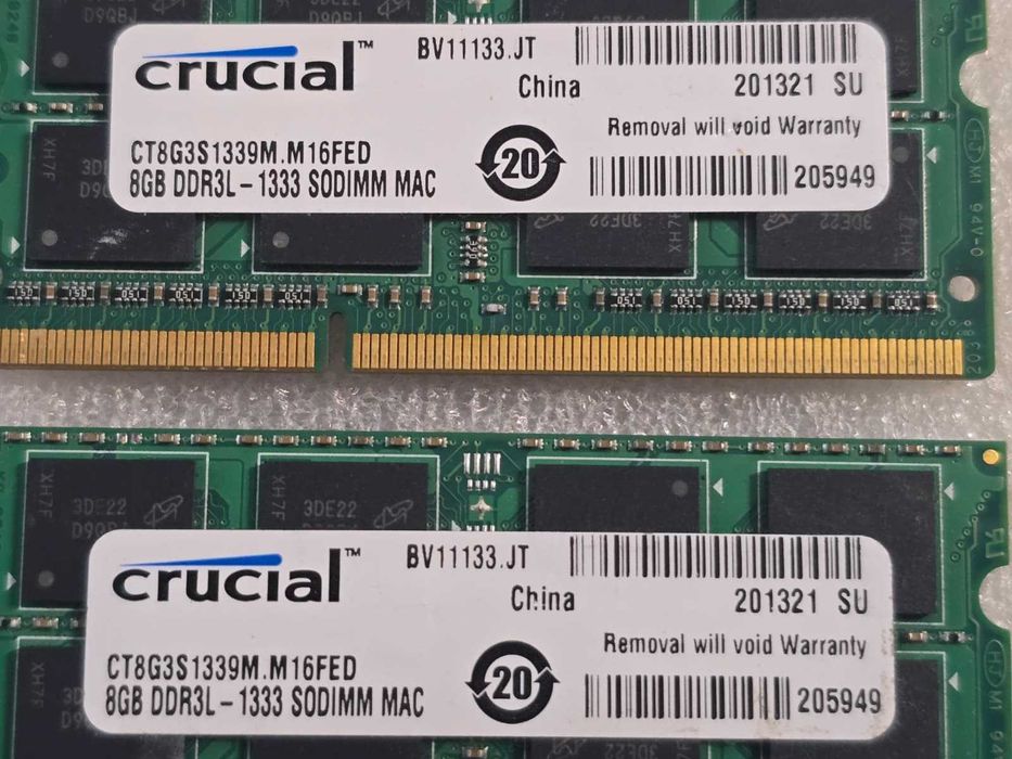 Kit memorie RAM laptop Crucial 16GB (2 x 8GB) PC3 DDR3 1333MHz 1.35V