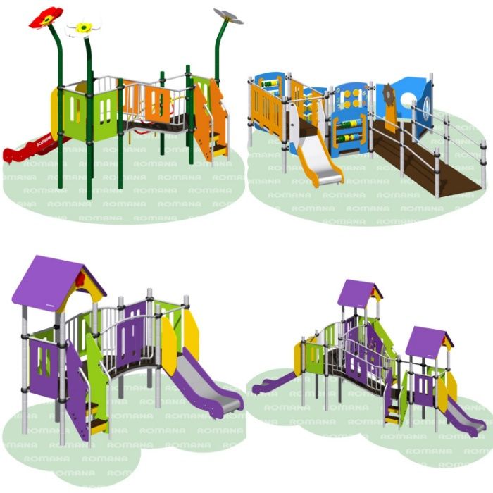 Детские игровые площадки для детских садов ROMANA Качели Горки Качалки
