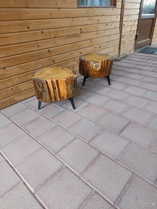 Noptiere , masa de cafea buștean larice și picioare metalice