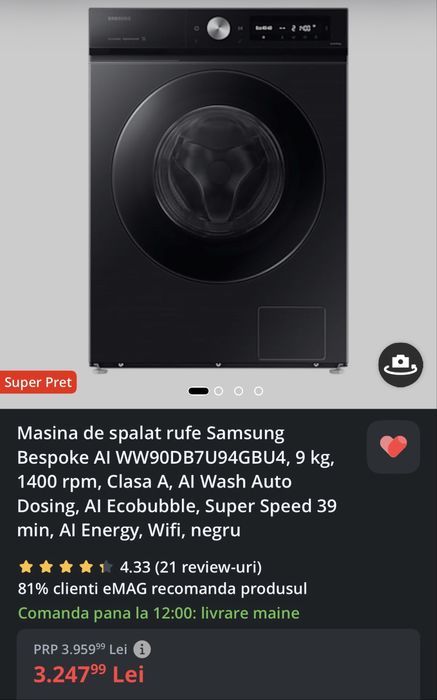 Masina de spalat Samsung  Bespoke AI cu Auto Dosing
