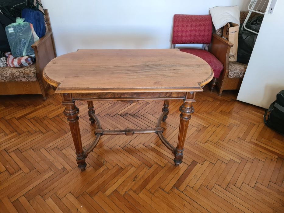 Masa veche lemn masiv + 2 fotolii set