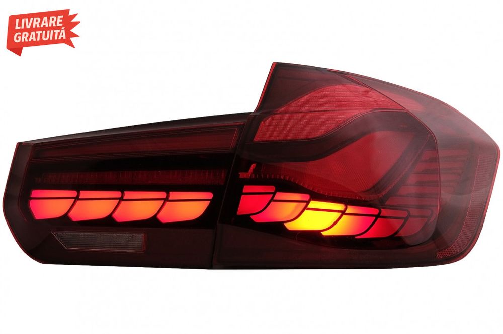 Stopuri OLED BMW Seria 3 F30 (2011-2019) F35 F80 Rosu Clar M4 Design c