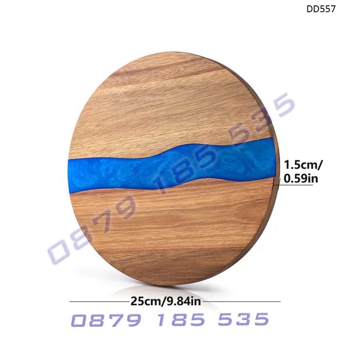 Кръгла кухненска дъска цветна епоксидна смола акациево дърво рязане