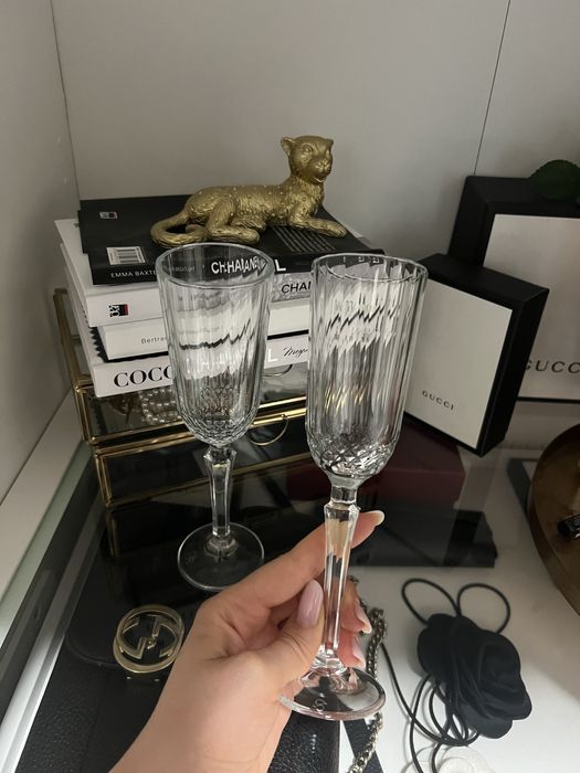 Pahare pahar sampanie flute cristal bohemia cadou miri nunta