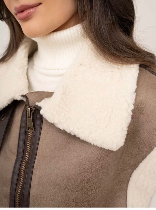 Жилетка утепленная меховая дубленка женская