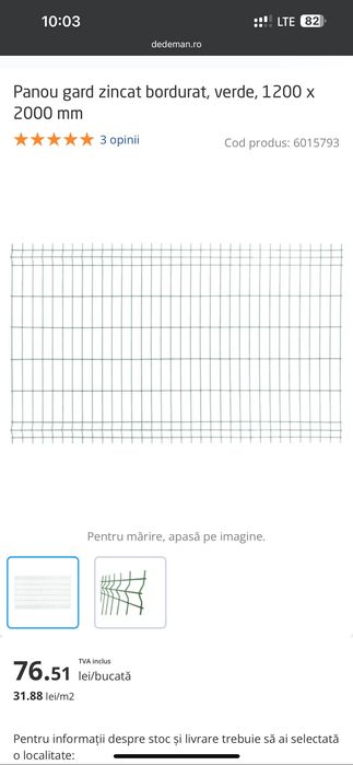 Panou gard zincat verde