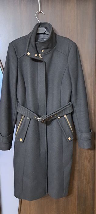 Пальто черное ZARA BASIC размер S