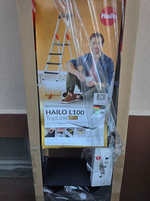 Scara plianta de siguranta din aluminiu Hailo L100 TopLine, 5 trepte XXL