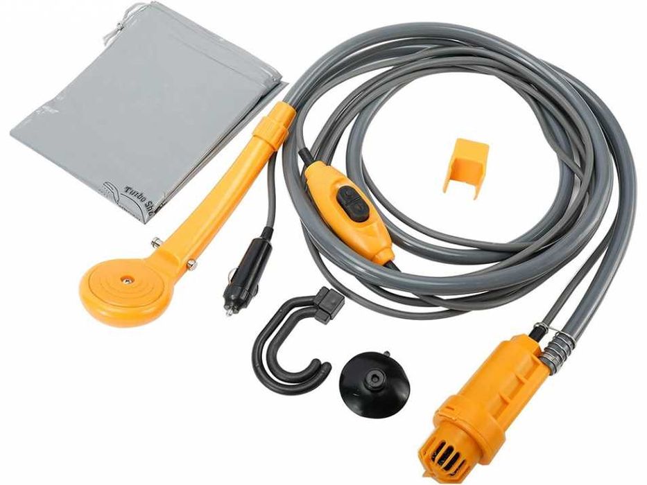 Преносим къмпинг душ с помпа – 12V за автомобил и външна употреба