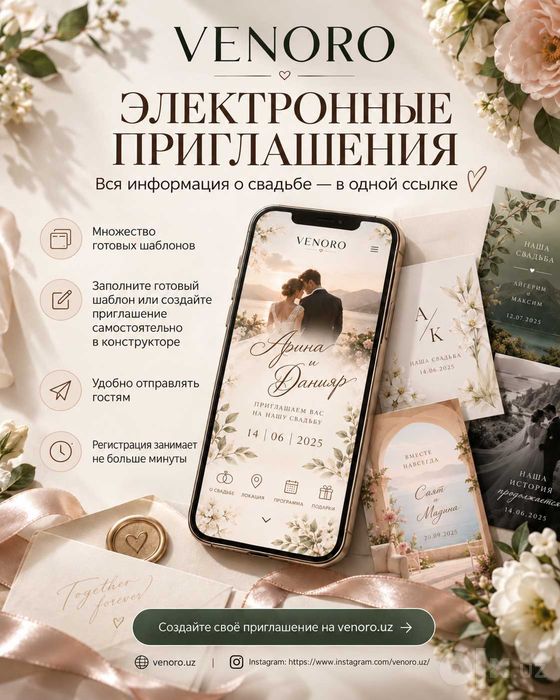 Электронные пригласительные на свадьбу