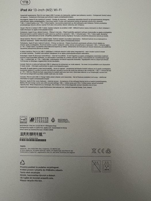 Vand urgent Tableta Ipad 13 Air 1Tb 2025 noua A2898