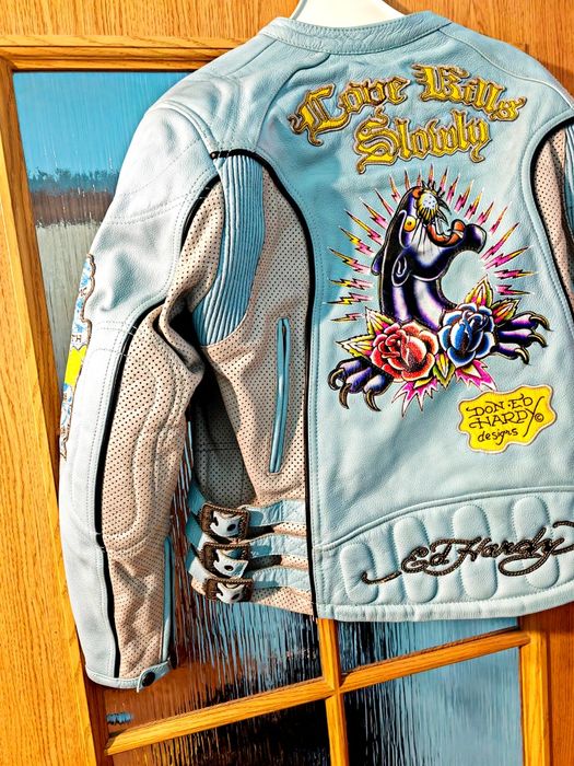 Vand Geaca piele motor dama Ed Hardy nu KAWASAKI NU HARLEY DAVIDSON