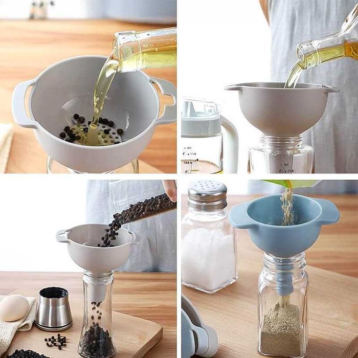 Комплект 3 фунии и 1 филтър за прецеждане, за течни и зърнести храни