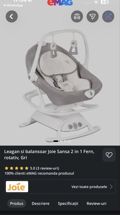 Balansoar bebe 2 in 1 Joie Sansa impecabil