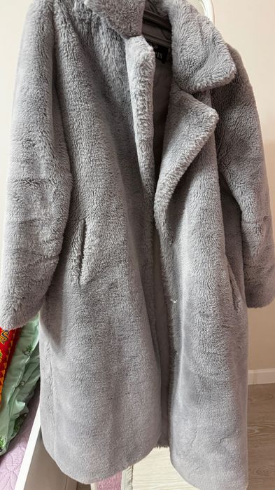 Шуба серая до колен