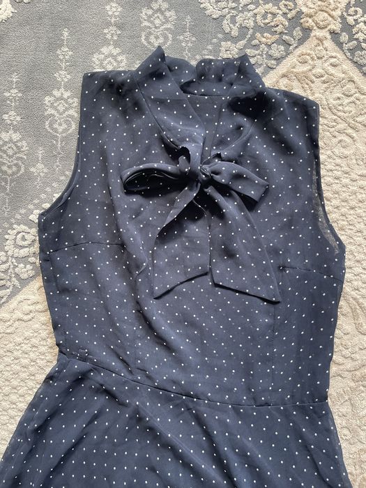 Платье синие в горошек в пол