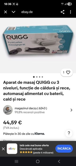 Aparat de masaj QUIGG cu 3 niveluri, funcție de căldură și rece, autom