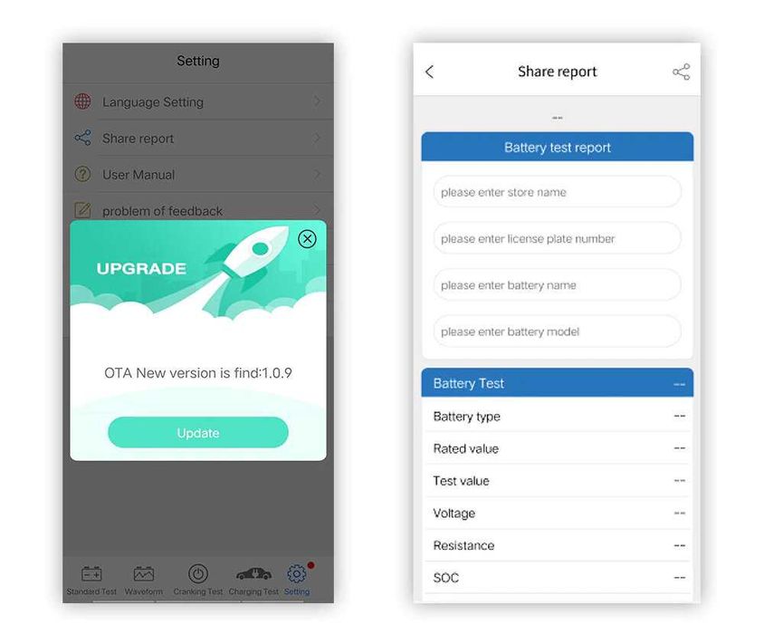 Безжичен тестер за акумулатори KONNWEI BK200