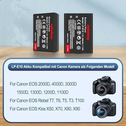 Нови LP-E10 батерии 2 броя за Canon EOS 2000D 4000D 1100D 1200D фото