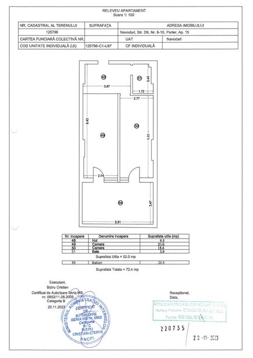 Apartament la parter cu două camere și terasă de 20,4 mp