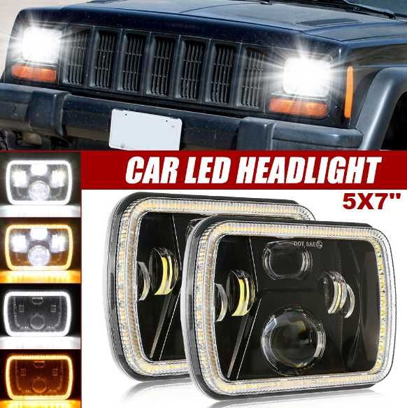 Комплект Правоъгълни LED фарове 5x7" H4 букса, 4 светлини