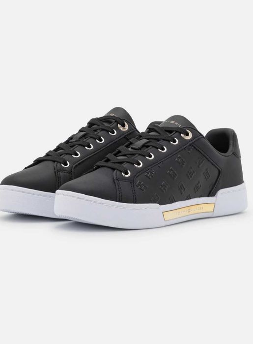 Tommy Hilfiger 36 номер, черни кожени сникърси, кецове с връзки нови