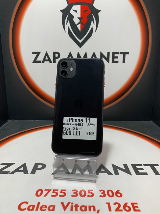 Zap Amanet Vitan - iPhone 11 - Black - 64Gb - 82% - Face ID Nef.