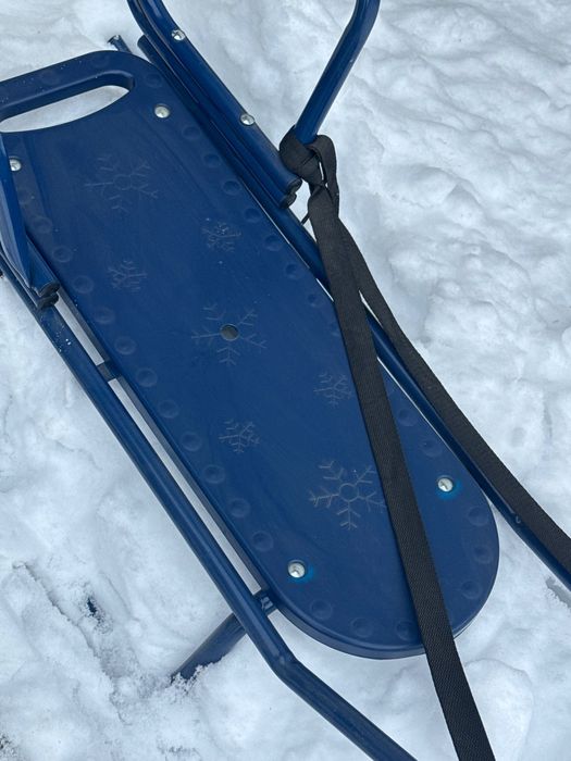 Sanie Piccolino cu Saculet albastru, Spatar si Maner, metal