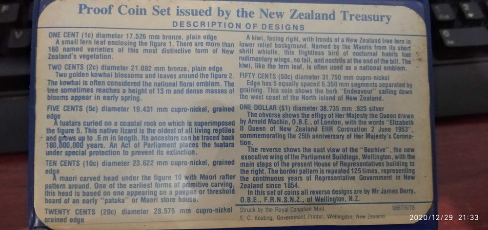 Set monede Noua Zeelandă 1978