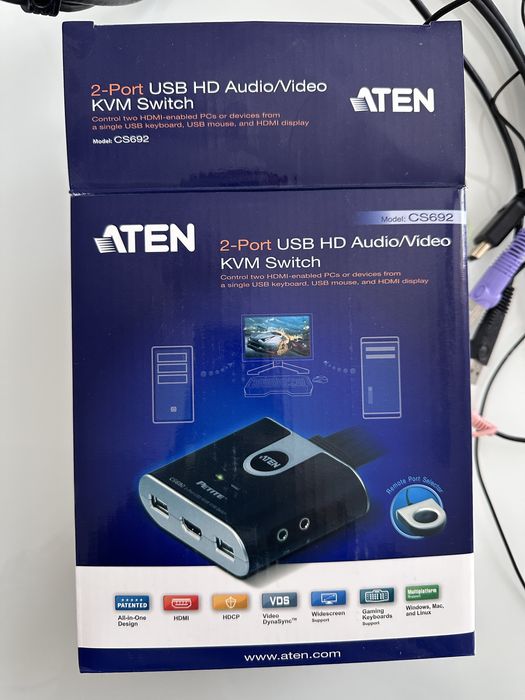 KVM switch за 2 компютъра Aten