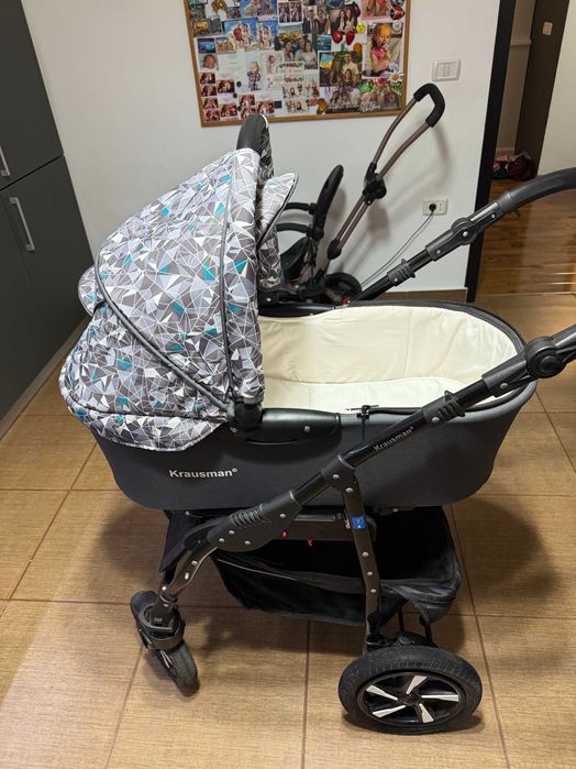 Vând Carucior Kraus 3 in 1 Clasic Grey Turqois utilizat