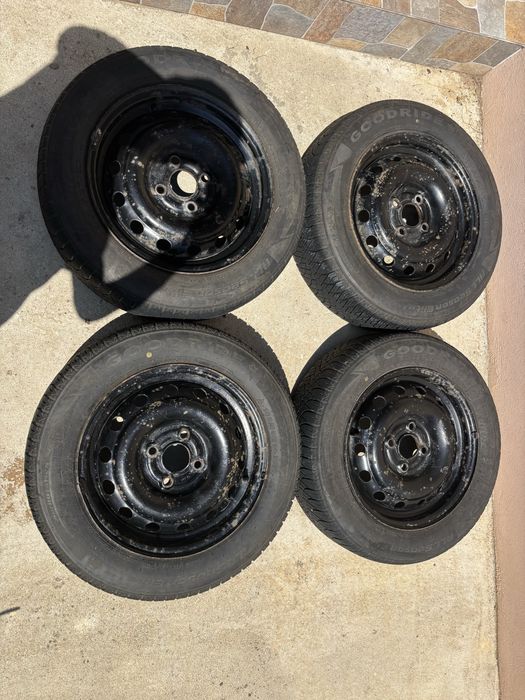 Set 4 jante originale Chevrolet Aveo R14 + roată rezervă slim | 4x100 | Anvelope DOT 2024