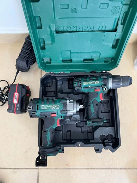 Комплект Parkside Performance 20V – Безчетков винтоверт + ударен гайковерт + 4Ah батерия + зарядно + куфар