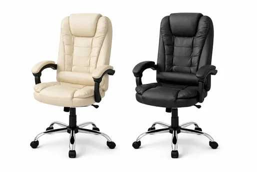 Въртящ се офис стол Aseto с функция накланяне, Кремав/Черен, до 140 кг