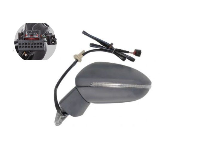 Oglinda exterioara VW Golf Sportsvan, 02.2014-, stanga/dreapta, reglare electrica; grunduit; incalzita; geam asferic; cromat; 8 pini; brat oglinda grunduit