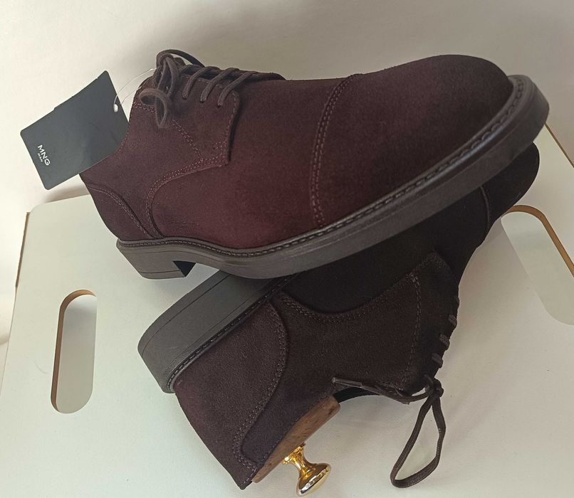 Pantofi derby 41 cap toe suede MANGO NOI piele naturala moale