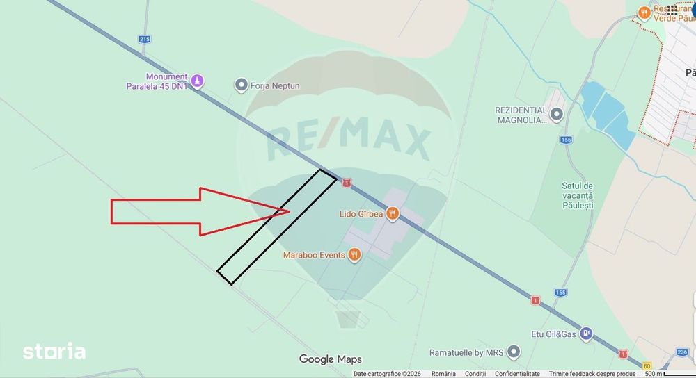 Teren extravilan de vanzare 17500 mp, deschidere 27m la DN1, Ploiesti